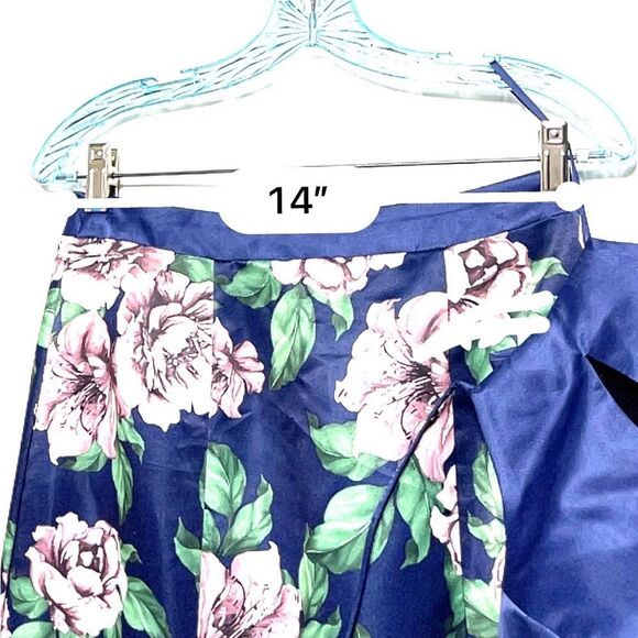 JVN by Jovani Navy Multi Floral Print Tow Piece Proms Dress 2 - Picture 8 of 14